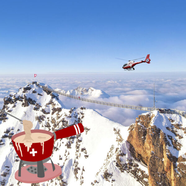 Helikopter zum Glacier 3000 mit Fondue