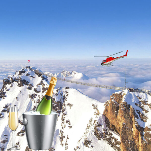 Hélicoptère au Glacier 3000 avec apéro